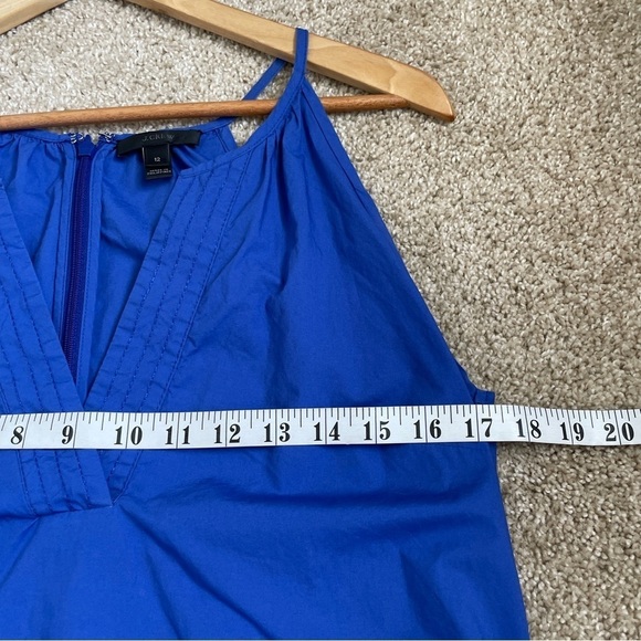J. Crew Flutter Hem Dress Cobalt Blue F4007 Cotton Back Zip Women’s Size 12 - Picture 8 of 10